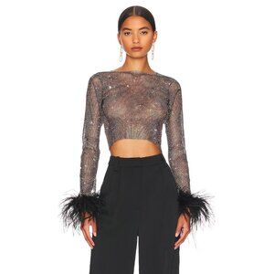 Santa Brands Feathers Top in Black XS/S New Womens Crystal Blouse